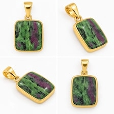 Pendentifs ethniques en argent sterling plaqué or avec rubis zoïsite ovale Ha Gems, cadeau pour elle, bijoux pour femme, style vintage, pierres précieuses naturelles de haute qualité - Product Image 2