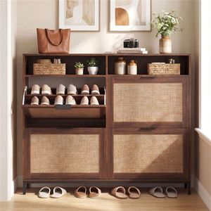 Scarpiera autoportante in stile Boho con 4 cassetti a ribalta e ripiani aperti, organizer per ingresso - Product Image 6