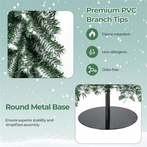 Set di 3 Alberi di Natale Sottili da 120 cm (4ft) con 216+302+505 Punte di Rami e Neve Simulata in Cotone per un Fascino Invernale - Product Image 6
