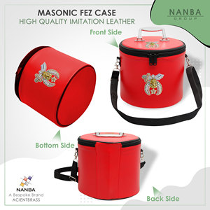 NANBA GROUP Masonic Shriner Fez Hat/Cap <b>Case</b> Imitation Leather Zipper Soft Handle Hand Embroidery Rhinestones Eco-Friendly Large - Product Image 3
