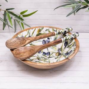 Wooden Enamel Bowl Spoon Set - Product Image 2