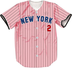 Camiseta de Béisbol de Nueva York para Hombre, Manga Corta, a Rayas, de Poliéster, Absorbente de Humedad, con Botones al Frente, Corte Regular, Uniforme de Equipo - Product Image 3