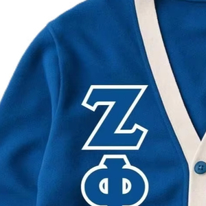 New Style Zeta Phi Beta V-Neck <b>Cardigan</b> Sorority Stripped Long Sleeves Flexible Bottom Embroidered Sweater - Product Image 4