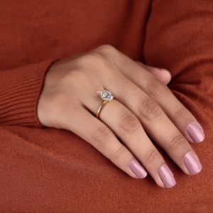 แหวนหมั้นเพชรทรงรี 14K ทองคำแท้ เพชรเพาะเลี้ยงแบบโซลิแทร์ แหวนแต่งงานคลาสสิก แหวนสำหรับใช้ในชีวิตประจำวัน ผู้ผลิตและจำหน่ายเครื่องประดับสั่งทำ - Product Image 3