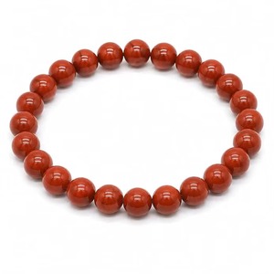 Bracelet Tendance 8mm Perles Rondes en Pierre Naturelle Jaspe Rouge Extensible Vente en Gros Bijoux en Cristal Unisexe Cadeau - Product Image 1