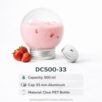 Bouteille en PET de 500 ml en forme d'ampoule avec bouchon à vis en aluminium de 55 mm pour l'emballage de jus, de lait, de thé et de boissons