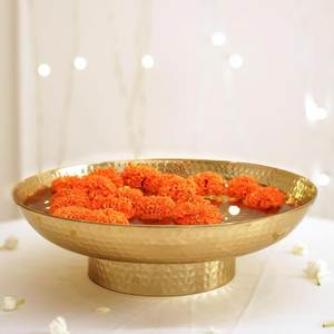 The Graceful Urli – Hammered <b>Metal</b> Bowl with Subtle Sheen for Floral Arrangements and Festive Centerpieces - Product Image 3