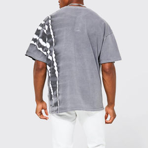 T-shirt à col rond pour homme en coton 100% de haute qualité, impression puff personnalisée, streetwear, t-shirt imprimé personnalisé - Product Image 3