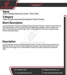 Pinzas Adson para Medir Cartílagos, Pinzas Quirúrgicas de Acero Inoxidable con Dientes Marrones, Instrumento Médico - Product Image 5