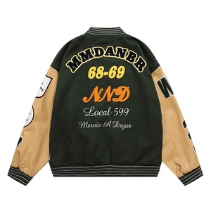 Veste universitaire brodée MMDANBR pour homme, design avec patchs en cuir PU, logo au dos, col rabattable, coupe classique, automne - Product Image 2