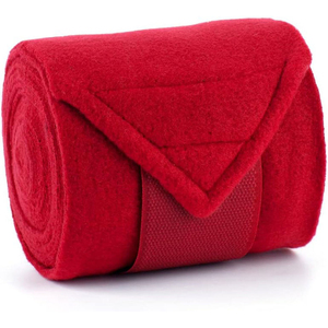 Bandages de protection pour pattes de cheval en tissu uni rouge pour l'équitation - Product Image 4