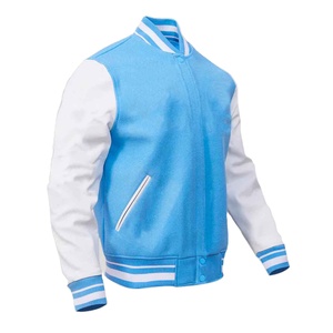 2025 Trending <b>Men</b> Customized Varsity Jacket Stand Collar Wool Body Blank Sleeves Breathable Quick Dry OEM Service Front - Product Image 5