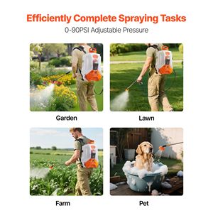 "4 Gallon Plastic Battery-<b>Powered</b> Backpack <b>Sprayer</b> with 2 Wands & 8 Nozzles Adjustable 0-90 PSI 4-Hour Runtime" - Product Image 3