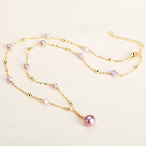 Zhuji Wholesale S925 <b>Silver</b> <b>Box</b> Chain Necklace Near Round Freshwater Pearl for Girlfriend - Product Image 3