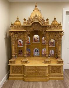 Magnifique Temple Sculpté à la Main pour Villas de Luxe – Mandir Moderne en Bois Blanc avec Portes et Rangement – Grand Mandir avec Étagères - Product Image 6