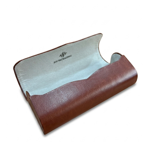 Étui à lunettes rectangulaire semi-rigide en cuir PU marron de style classique - Product Image 3