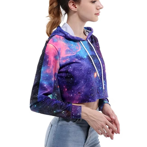 Nuevo Diseño Personalizado, Sudadera Corta Holgada 100% Algodón, Sudadera con Capucha Corta para Mujer, Transpirable - Product Image 6