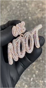 Colgante Personalizado de Hip Hop, Plata de Ley 925, con Diamantes Moissanite VVS que Pasan la Prueba, Colgante con Nombre en Letras - Product Image 2