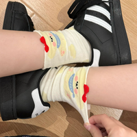 Chaussettes pour femmes avec un design amusant de dessins animés d'animaux, chaussettes mi-tube en coton pour le printemps et l'automne, chaussettes longues mignonnes pour étudiantes