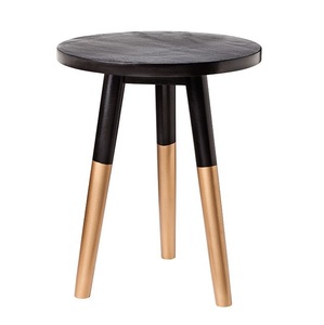 Mid-Century Modern <b>Round</b> <b>Side</b> <b>Table</b> with Split Green and Black Marble Top Circular End <b>Table</b> with <b>Gold</b> Trim and Black Tripod Leg - Product Image 2