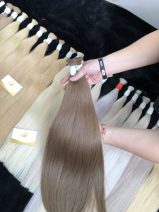 Meilleur prix de gros du Vietnam Minh Khang Extensions de cheveux humains vierges Matière première Ruban coloré avec style ondulé - Product Image 6