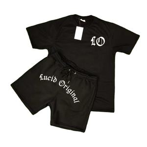 Venta al por mayor 100% algodón hombres Twinset camisetas pantalones cortos Slim Fit manga corta cuello redondo ecológico High Street Made Pakistán - Product Image 1