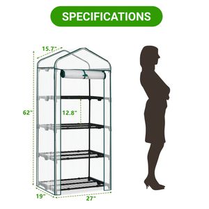 Mini serre portable à 4 niveaux 68,5 cm x 48,3 cm x 15,2 cm avec couverture en PE et porte à fermeture éclair, serre de jardin et de cour étanche - Product Image 3