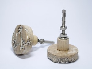 Handmade <b>Rustic</b> Mango Wood <b>Cabinet</b> Knobs with White Resin Inlay | Decorative Distressed Furniture Pulls | Vintage Style Round Wo - Product Image 3