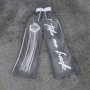 Double Waist High Quality Distress Embroidery Flayer Jogger Color Options Sweatpants for Men Classic Streetwear Stylish <b>Trouser</b> - Product Image 1