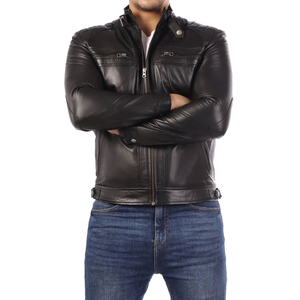 Custom Made Coated Leather Autumn Jacket for <b>Men</b> Stand Collar Hooded Varsity Jacket Vintage Style Wholesale Price Good Quality - Product Image 6