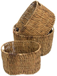 Ensemble de 3 paniers de luxe en jacinthe d'eau faits à la main, naturels, légers, durables, écologiques et multifonctionnels pour la maison - Product Image 5