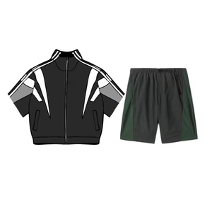 Ensembles coupe-vent sublimés abordables, survêtements unisexes en nylon coupe-vent de couleur unie, style streetwear personnalisé - Product Image 5