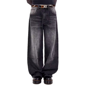 Pantalones Vaqueros Holgados de Mezclilla para Hombre, Estilo Oversize, 100% Algodón, Color Negro Deslavado, Diseño Personalizado de Alta Moda - Product Image 2