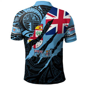 เสื้อโปโลแขนสั้นลายธงชาติฟิจิสำหรับผู้ชาย ทรงปกติ ระบายอากาศได้ดี ผลิตจากโพลีเอสเตอร์ 100% เหมาะสำหรับใส่ลำลอง - Product Image 2