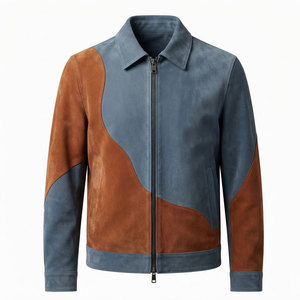 Luxury <b>Suede</b> Leather <b>Jacket</b> With Stand Collar Premium Craftsmanship Modern Design For <b>Men</b> Streetwear And Smart Casual Clothing - Product Image 1