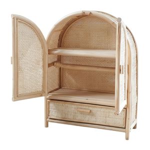 Factory Price Natural Rattan Doll House Dresser with Storage Drawers Wholesale Handmade <b>Miniature</b> Clothing Cabinet Kids Toy - Product Image 2