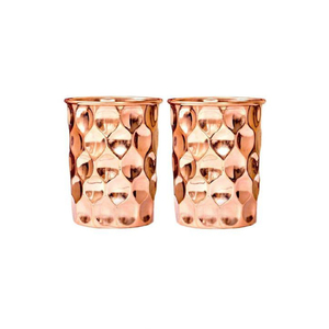 Ensemble de 4 verres à eau en cuivre pur faits à la main pour la maison et l'hôtel, design martelé, vaisselle en cuivre vintage en promotion - Product Image 3