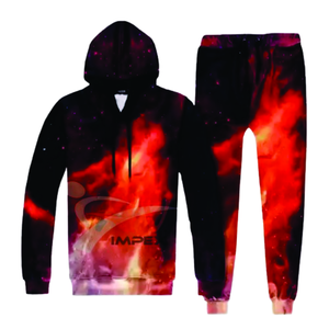 Unisex Solid Windproof 100% Cotton Heavyweight Tracksuit Hooded Full Sleeve Casual Sweatshirt Pants Set Red Black Purple - Product Image 2
