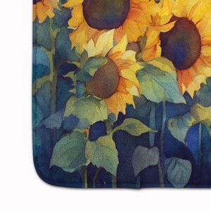 Alfombra de baño de espuma viscoelástica con acuarela de girasoles, alfombra de cocina antifatiga lavable a máquina, cojín cómodo para uso en baño y cocina - Product Image 4