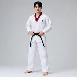 Uniforme de taekwondo de haute qualité, conçu avec un tissu léger et respirant, des coutures solides et une coupe confortable pour l'entraînement. - Product Image 1