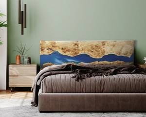 Meubles de chambre à coucher modernes et luxueux sur le thème de l'amour, tête de lit en bois et résine époxy faite à la main - Product Image 3