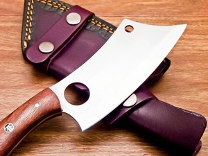 Couteau à découper artisanal en acier inoxydable avec manche en bois et étui en cuir, couteau de boucher personnalisé pour hacher la viande, couteau de chef de cuisine OEM ODM - Product Image 3