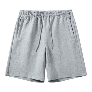 Shorts de sport pour hommes en toile de coton écologique de haute qualité, séchage rapide, couleur unie personnalisable, taille haute avec cordon de serrage, personnalisable - Product Image 1