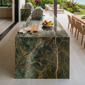 Dalles de marbre poli vert forêt tropicale TSF, pierre naturelle pour revêtement mural, comptoirs, design intérieur et extérieur de luxe - Product Image 2