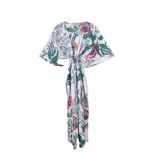 ชุดเดรสคาฟตันแขนยาวทำด้วยมือสำหรับผู้หญิงชุดเดรสแขนยาวมินิพิมพ์ลายนก - Product Image 2