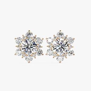 Pendientes de Oro Sólido de 14K con Diamantes Cultivados en Laboratorio de 0.66ct en Forma de Copo de Nieve, para Regalo de Boda, Aniversario o Fiesta para Mujer - Product Image 4
