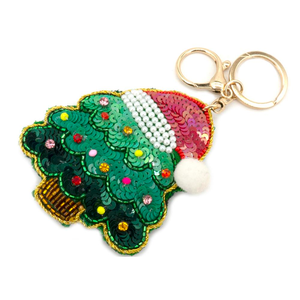 Handmade Christmas Tree Embroidery Seed Beaded Keychain Keyring Trendy Charm For <b>Bag</b> Ethnic Gift Boho Key Holder Purse Accessory - Product Image 2