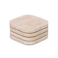 Juego de Posavasos de Travertino Moderno y Ecológico con Grabado Personalizado, Diseños Únicos de Alta Calidad para Restaurantes, Hoteles, Regalos de Boda