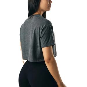 Venta al por mayor de alta calidad de encargo de las mujeres camiseta recortada nuevo diseño de moda Casual desgaste de algodón de gran tamaño Fitness para las mujeres desgaste - Product Image 5