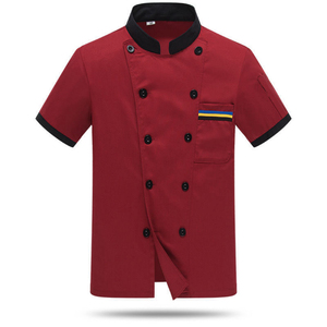 Veste de chef à manches courtes verte pour homme, uniforme avec fermeture à boutons, utilisation en restaurant et bar, tissu en coton tissé - Product Image 4